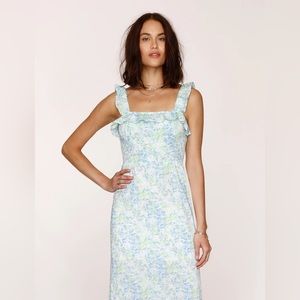 Heartloom grant floral green and blue smocked cottage core maxi dress size s